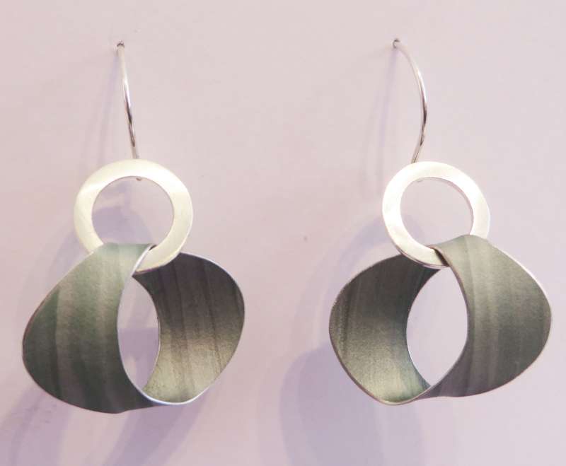 Grey Green Hoop Earrings